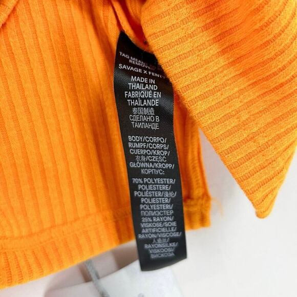 Savage x Fenty Rihanna Orange Essential Heavy Rib Cropped Logo Tank 1X NWT - Picture 2 of 6